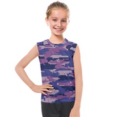 Abstract Purple Camo Kids  Mesh Tank Top by AnkouArts