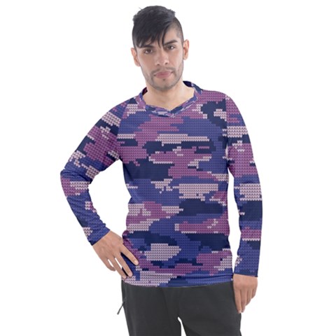 Abstract Purple Camo Men s Pique Long Sleeve Tee by AnkouArts