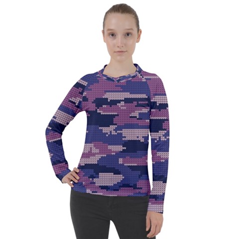 Abstract Purple Camo Women s Pique Long Sleeve Tee by AnkouArts