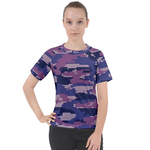 Abstract Purple Camo Women s Sport Raglan Tee by AnkouArts