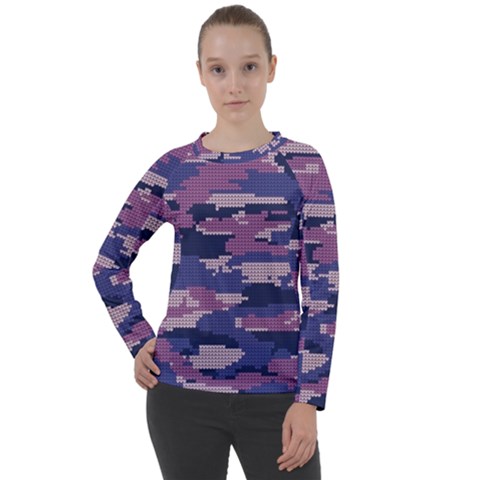 Abstract Purple Camo Women s Long Sleeve Raglan Tee by AnkouArts