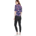 Abstract Purple Camo Frill Neck Blouse View2