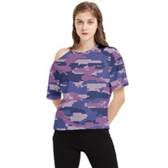 Abstract Purple Camo One Shoulder Cut Out Tee by AnkouArts