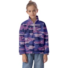 Abstract Purple Camo Kids  Half Zip Hoodie