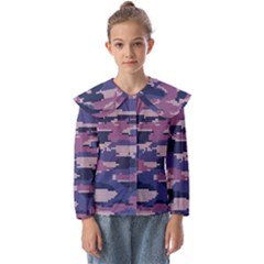 Abstract Purple Camo Kids  Peter Pan Collar Blouse