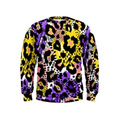 Black Leopard Print With Yellow, Gold, Purple And Pink Kids  Sweatshirt