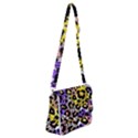 Black Leopard print with yellow, gold, purple and pink Shoulder Bag with Back Zipper View1