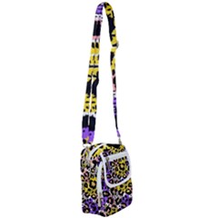 Black Leopard print with yellow, gold, purple and pink Shoulder Strap Belt Bag