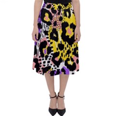 Black Leopard print with yellow, gold, purple and pink Classic Midi Skirt