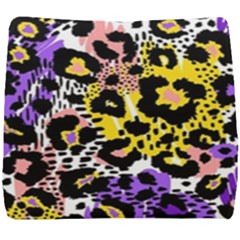 Black Leopard print with yellow, gold, purple and pink Seat Cushion