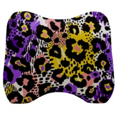 Black Leopard print with yellow, gold, purple and pink Velour Head Support Cushion