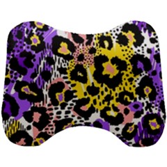 Black Leopard print with yellow, gold, purple and pink Head Support Cushion