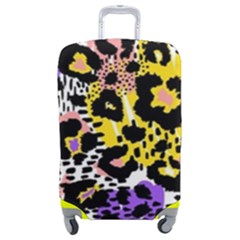 Black Leopard print with yellow, gold, purple and pink Luggage Cover (Medium)