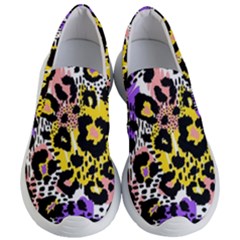 Black Leopard print with yellow, gold, purple and pink Women s Lightweight Slip Ons