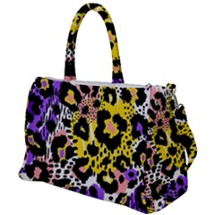 Black Leopard print with yellow, gold, purple and pink Duffel Travel Bag