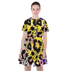 Black Leopard print with yellow, gold, purple and pink Sailor Dress