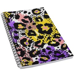 Black Leopard Print With Yellow, Gold, Purple And Pink 5 5  X 8 5  Notebook by AnkouArts