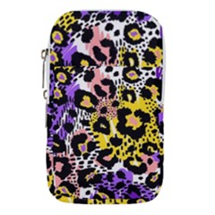 Black Leopard print with yellow, gold, purple and pink Waist Pouch (Small)