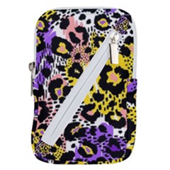 Black Leopard print with yellow, gold, purple and pink Belt Pouch Bag (Small)