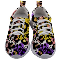 Black Leopard print with yellow, gold, purple and pink Kids Athletic Shoes