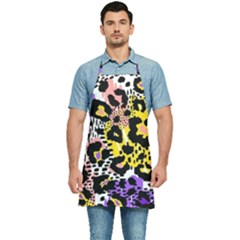 Black Leopard print with yellow, gold, purple and pink Kitchen Apron