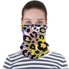 Black Leopard Print With Yellow, Gold, Purple And Pink Face Seamless Bandana (adult) by AnkouArts