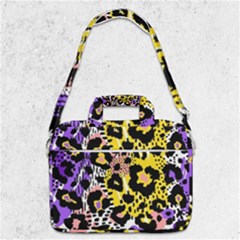 Black Leopard print with yellow, gold, purple and pink MacBook Pro Shoulder Laptop Bag 