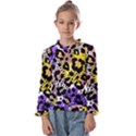 Black Leopard print with yellow, gold, purple and pink Kids  Frill Detail Tee View1