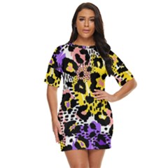 Black Leopard print with yellow, gold, purple and pink Just Threw It On Dress