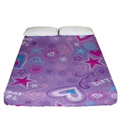  Hearts And Stars On Light Purple  Fitted Sheet (california King Size) by AnkouArts