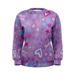  Hearts And Stars On Light Purple  Women s Sweatshirt