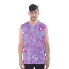  Hearts And Stars On Light Purple  Men s Basketball Tank Top by AnkouArts