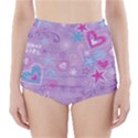  Hearts and Stars on light purple. High-Waisted Bikini Bottoms View1