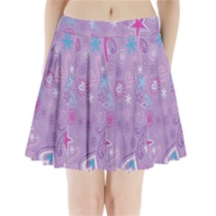  Hearts And Stars On Light Purple  Pleated Mini Skirt by AnkouArts