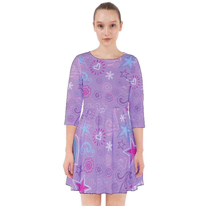  Hearts and Stars on light purple. Smock Dress