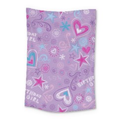  Hearts And Stars On Light Purple  Small Tapestry