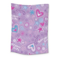  Hearts And Stars On Light Purple  Medium Tapestry