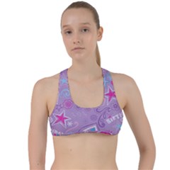  Hearts And Stars On Light Purple  Criss Cross Racerback Sports Bra by AnkouArts