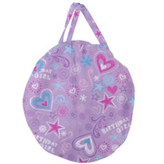  Hearts And Stars On Light Purple  Giant Round Zipper Tote