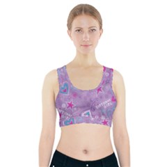  Hearts And Stars On Light Purple  Sports Bra With Pocket by AnkouArts