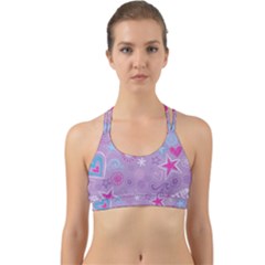  Hearts And Stars On Light Purple  Back Web Sports Bra by AnkouArts