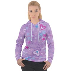  Hearts And Stars On Light Purple  Women s Overhead Hoodie