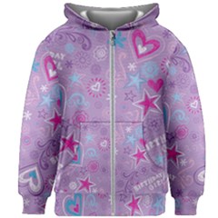  Hearts And Stars On Light Purple  Kids  Zipper Hoodie Without Drawstring