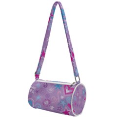  Hearts And Stars On Light Purple  Mini Cylinder Bag by AnkouArts