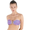  Hearts and Stars on light purple. Twist Bandeau Bikini Top View1