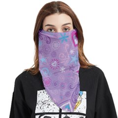  Hearts And Stars On Light Purple  Face Covering Bandana (triangle)