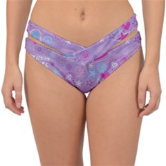  Hearts And Stars On Light Purple  Double Strap Halter Bikini Bottom by AnkouArts