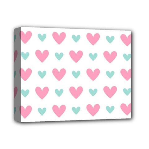 Pink Hearts One White Background Deluxe Canvas 14  X 11  (stretched) by AnkouArts