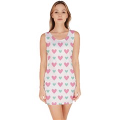 Pink Hearts One White Background Bodycon Dress by AnkouArts