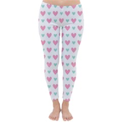 Pink Hearts One White Background Classic Winter Leggings